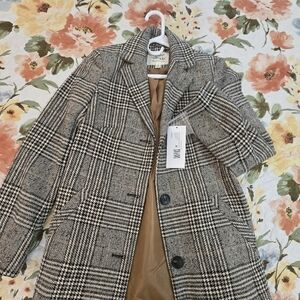 Maralyn & Me Black and Camel Glen Plaid Tailored Blazer